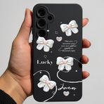 Coverzone Samsung Galaxy A24 İle Uyumlu Yüksek Kalite Özel Tasarım Kadife İç Yüzey Lansman Silikon Premium Telefon Kılıfı-SD02-Siyah Kurdele