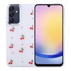 Coverzone Samsung Galaxy A25 ile uyumlu Kılıf Airbag Köşeli 2mm Kamera Çıkıntı Korumalı Simli Şeffaf Baskılı Z-Kutup Kapak Kiraz
