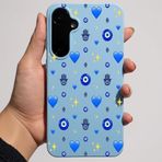 Coverzone Samsung Galaxy A26-A16 İle Uyumlu Yüksek Kalite Özel Tasarım Kadife İç Yüzey Lansman Silikon Premium Telefon Kılıfı-SD02-Bebek Karışık Nazar