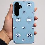 Coverzone Samsung Galaxy A26-A16 İle Uyumlu Yüksek Kalite Özel Tasarım Kadife İç Yüzey Lansman Silikon Premium Telefon Kılıfı-SD02-Bebek Nazar