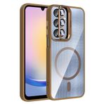 Coverzone Samsung Galaxy A26 ile Uyumlu Z-Etro MagSafe Wireless Şarj Destekli, Güçlü Manyetik Tutucu, Stand Olabilen, Kamera Lens Hediyeli Koruyucu Kılıf Desert Titanyum