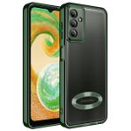 coverzone Samsung Galaxy A34 ile uyumlu Kılıf Kamera Korumalı Logo Gösteren Parlak renk kenar çizgileri ile şık bir tasarım Colored Z-Omega Kapak (KOYU YEŞİL)