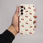 Coverzone Samsung Galaxy A34 İle Uyumlu Yüksek Kalite Özel Tasarım Kadife İç Yüzey Lansman Silikon Premium Telefon Kılıfı-SD02-Krem Kiraz