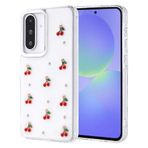 Coverzone Samsung Galaxy A35 ile uyumlu Kılıf Airbag Köşeli 2mm Kamera Çıkıntı Korumalı Simli Şeffaf Baskılı Z-Kutup Kapak Kiraz