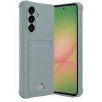 Coverzone Samsung Galaxy A36 ile uyumlu Kılıf N-Kelvin Kartvizitli Kart Taşıma Cebi Soft-Touch Silikon Kapak Açık Yeşil