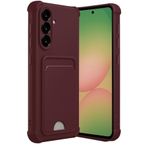 Coverzone Samsung Galaxy A36 ile uyumlu Kılıf N-Kelvin Kartvizitli Kart Taşıma Cebi Soft-Touch Silikon Kapak Bordo