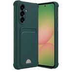 Coverzone Samsung Galaxy A36 ile uyumlu Kılıf N-Kelvin Kartvizitli Kart Taşıma Cebi Soft-Touch Silikon Kapak Koyu Yeşil