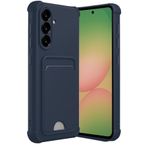 Coverzone Samsung Galaxy A36 ile uyumlu Kılıf N-Kelvin Kartvizitli Kart Taşıma Cebi Soft-Touch Silikon Kapak Lacivert