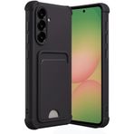 Coverzone Samsung Galaxy A36 ile uyumlu Kılıf N-Kelvin Kartvizitli Kart Taşıma Cebi Soft-Touch Silikon Kapak Siyah