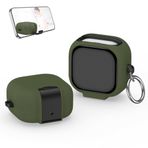 Coverzone Samsung Galaxy Buds 4 için ve Buds 4 Pro ile Uyumlu Kılıf Güvenlik Kilitli Panzer Telefon Standlı Kulaklık Koruyucu Kapak Anahtarlıklı Kaymaz Soft Dokulu (Yeşil, Galaxy Buds 4)