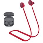 Coverzone Samsung Galaxy Buds2 ile uyumlu/Galaxy Buds2 Pro ile uyumlu Yumuşak Güçlü Silikon Özel Kaymaz Tasarım Spor Kaybolmaya Karşı Kulaklık Aksesuarları Boyun ipi Kırmızı