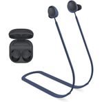 Coverzone Samsung Galaxy Buds2 ile uyumlu/Galaxy Buds2 Pro ile uyumlu Yumuşak Güçlü Silikon Özel Kaymaz Tasarım Spor Kaybolmaya Karşı Kulaklık Aksesuarları Boyun ipi Lacivert