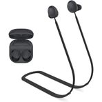 Coverzone Samsung Galaxy Buds2 ile uyumlu/Galaxy Buds2 Pro ile uyumlu Yumuşak Güçlü Silikon Özel Kaymaz Tasarım Spor Kaybolmaya Karşı Kulaklık Aksesuarları Boyun ipi Siyah