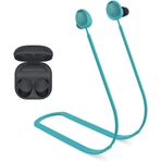 Coverzone Samsung Galaxy Buds2 ile uyumlu/Galaxy Buds2 Pro ile uyumlu Yumuşak Güçlü Silikon Özel Kaymaz Tasarım Spor Kaybolmaya Karşı Kulaklık Aksesuarları Boyun ipi Turkuaz
