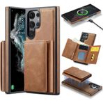 Coverzone Samsung Galaxy S23 Fe ile uyumlu Deri Kılıf Magsafe ile uyumlu Wallet 2 in 1 Çıkarabilir Kart Tutucu Mıktanıslı Stand olabilen Phone case Deri Kapak Wireless Şarj Özellikli Kahverengi