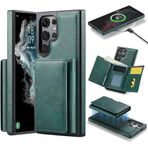 Coverzone Samsung Galaxy S23 Fe ile uyumlu Deri Kılıf Magsafe ile uyumlu Wallet 2 in 1 Çıkarabilir Kart Tutucu Mıktanıslı Stand olabilen Phone case Deri Kapak Wireless Şarj Özellikli Yeşil