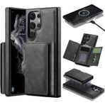 Coverzone Samsung Galaxy S23 Plus ile uyumlu Deri Kılıf Magsa ile uyumlu Wallet 2 in 1 Çıkarabilir Kart Tutucu Mıktanıslı Stand olabilen Phone case Deri Kapak Wireless Şarj Özellikli Gri