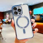 Coverzone Samsung Galaxy S23 Plus ile uyumlu Kamera Korumalı Kılıf Magsafe ile uyumlu Wireless Şarj Özellikli PowerMagnet Stylish Silikon Kılıf Mavi