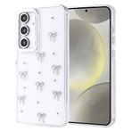 Coverzone Samsung Galaxy S24 FE ile uyumlu Kılıf Airbag Köşeli 2mm Kamera Çıkıntı Korumalı Simli Şeffaf Baskılı Z-Kutup Kapak Fiyonk