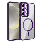 Coverzone Samsung Galaxy S24 Fe ile Uyumlu Z-Etro MagSafe Wireless Şarj Destekli, Güçlü Manyetik Tutucu, Stand Olabilen, Kamera Lens Hediyeli Koruyucu Kılıf Derin Mor