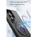 Coverzone Samsung Galaxy S24 ile uyumlu Kılıf 360° Dönen MagStand Kılıf Yüzüklü Parmak Geçmeli Stand olabilen 2mm Çıkıntı Kamera Koruma MagSafe ile uyumlu Matte Ring Kapak Grey