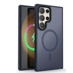 Coverzone Samsung Galaxy S24 ile uyumlu Kılıf Kenarı Renkli Arkası Mat Transparan Magsafe ile uyumlu Kamera Çıkıntı 2mm Korumalı New Impact Matte Protectıon Kılıf Dark Blue