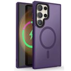 Coverzone Samsung Galaxy S24 ile uyumlu Kılıf Kenarı Renkli Arkası Mat Transparan Magsafe ile uyumlu Kamera Çıkıntı 2mm Korumalı New Impact Matte Protectıon Kılıf Deep Purple