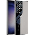 Coverzone Samsung Galaxy S24 ile uyumlu Lüks Deri Kaplama Metal Görünümlü 1mm Çıkıntılı Kamera Koruma İç Karbon Yüzeyli MagSafe ile uyumlu Galaxy S24 Kılıf Taş Rengi