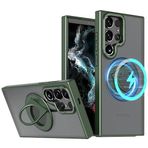Coverzone Samsung Galaxy S24 Plus ile uyumlu Kılıf 360° Dönen MagStand Kılıf Yüzüklü Parmak Geçmeli Stand olabilen 2mm Çıkıntı Kamera Koruma MagSafe ile uyumlu Matte Ring Kapak Green