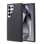 Coverzone Samsung Galaxy S24 Ultra ile uyumlu Karbon Fiber Görünümlü Z-Flow Yüksek Kalite Desenli MagSafe ile uyumlu Lüx Kılıf - Siyah