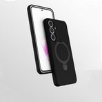 Coverzone Samsung Galaxy S25 FE ile uyumlu Kılıf MagSafe ile uyumlu Z-Samara Kapak Wireless Şarj Özellikli Stand Olabilen Galaxy S25 Fe kilif Siyah