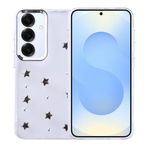 Coverzone Samsung Galaxy S25 Plus ile uyumlu Kılıf Airbag Köşeli 2mm Kamera Çıkıntı Korumalı Simli Şeffaf Baskılı Z-Kutup Kapak Yıldız