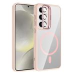 Coverzone Samsung Galaxy S25 Plus ile Uyumlu Z-Etro MagSafe Wireless Şarj Destekli, Güçlü Manyetik Tutucu, Stand Olabilen, Kamera Lens Hediyeli Koruyucu Kılıf Pembe
