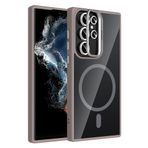 Coverzone Samsung Galaxy S25 Ultra ile Uyumlu Z-Etro MagSafe Wireless Şarj Destekli, Güçlü Manyetik Tutucu, Stand Olabilen, Kamera Lens Hediyeli Koruyucu Kılıf Gri