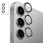 Coverzone Samsung Galaxy S26 İle Uyumlu Yüksek Kalite Kolay Kurulum Aparatlı Safir Çizilmeye Ve Darbelere Dayanıklı Şık Kamera Lens Koruyucu Cam CS-1 Gümüş