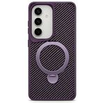 Coverzone Samsung Galaxy S26 Ultra ile uyumlu Kılıf Karbon Fiber Görünümlü Magsafe ile uyumlu Stand olabilen Yet Case Tam Kaplayan Gövde Koruyucu Telefon Kılıfı Derin Mor