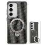 Coverzone Samsung Galaxy S26 Ultra ile uyumlu Kılıf Karbon Fiber Görünümlü Magsafe ile uyumlu Stand olabilen Yet Case Tam Kaplayan Gövde Koruyucu Telefon Kılıfı Gri