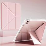 Coverzone Samsung Galaxy Tab S10 Lite ile uyumlu Kılıf SM-X400 Saydam Arka Kapak Flip Smart Cover Katlanabilir Standlı Darbe Emici Koruyucu Tablet Kılıfı Akıllı Uyku Özellikli Pembe