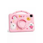 Coverzone Samsung Galaxy Tab S6 Lite Uyumlu Kılıf Sm-P610 360 Döner Stand Askılı Kalem Yuvalı Pink-Bear