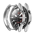 Coverzone Samsung Galaxy Watch 3 ile uyumlu 41 mm ( Önü Açık ) Wafture Silikon Çerçeve Kılıf Watch 3 ile uyumlu 41 mm Akıllı Saat Kılıf Şeffaf (Gümüş)