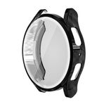 Coverzone Samsung Galaxy Watch 6 ile Uyumlu 44mm Tam Kapatan Çerceve 44mm Önü Kapalı Tasarım Silikon Kılıf Çerçeve Darbe ve çiziklere Karşı Koruma (Siyah)