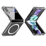 Coverzone Samsung Galaxy Z Flip 4 ile uyumlu Kılıf Wireless Şarj Özellikli Magsafe ile uyumlu Nitro Anti Shock Transparan Köşeler Airbag Korumalı Ultr