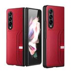 Coverzone Samsung Galaxy Z Fold 4 İle Uyumlu Kılıf Deri Görünümlü Kartlık Galaxy Z Fold 4 ile uyumlu Wonderful (Kırmızı)