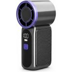 CoverZone Şarjlı Mini El Fanı Dijital Göstergeli Taşınabilir Soğutucu Fan Usb-C Şarjlı Masaüstü Vantilatör Minik-1 - Siyah