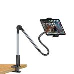 Coverzone Tablet ve Telefon Tutucu Masa Kıskaçlı Stand 360° Dönebilen Ayarlanabilir Metal Gövde 4.7-12.9 İnç Cihazlar ile Uyumlu iPad ile Uyumlu Uzun Kollu Masa Standı | L350