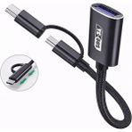 CoverZone TD-C3301 | USB Otg Adaptör USB To Usb-C Micro USB Dönüştürücü Kablo Flash Bellek Klavye Mouse Gamepad Bağlantı Kablosu Telefon Tablet Uyumlu Data Aktarım Adaptörü Mini Otg Çevirici - Siyah