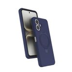 Coverzone Tecno Spark Go 2 ile uyumlu Kılıf MagSafe ile uyumlu Z-Samara Kapak Wireless Şarj Özellikli Stand Olabilen Tecno Spark Go 2 kilif Lacivert