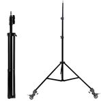 Coverzone Tekerlekli Tripod Kamera Işık Ayağı Demir 940GR Fotoğraf Makinesi Paraflaş Kamera 70-210 cm Yayıncı Vlog Youtuber Işık Tripod Ayağı (Normal Standart 470 GR Alüminyum Ayak + 3 Tekerlek)