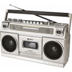 Coverzone Teleskopik Antenli Kaset Çalar Radyo – AM/FM/SW1-2 4 Bant, Bluetooth/USB/TF MP3 Müzik Çalar, Kayıt Özellikli, Kulaklık Girişli, 220V veya 6V Pille Çalışma | CVR-555BT (Gri)