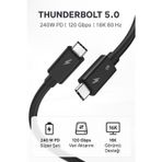Coverzone Thunderbolt 5.0 Type-C Kablo – 240W PD Şarj, 120Gbps Veri, 16K 60Hz Görüntü Destekli ZR1107